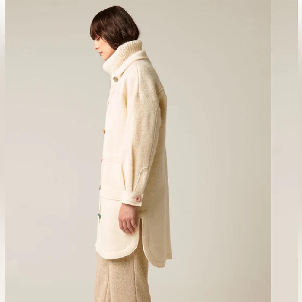 100% Boiled Wool Ellie Mae Nico Jacket Canadian Made Cream Shacket - Picture 8 of 12